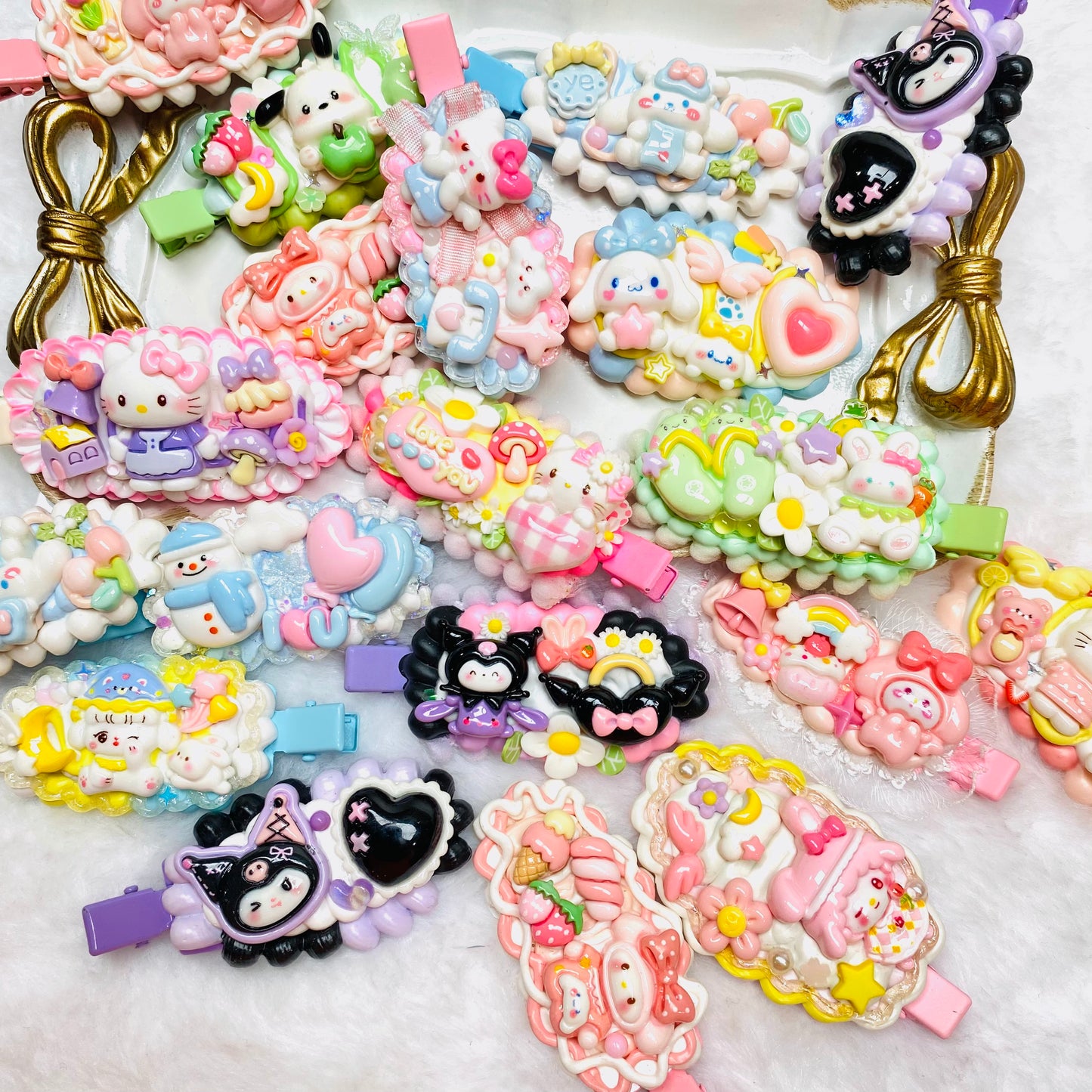 Medium Hamdmade Hairclips mix