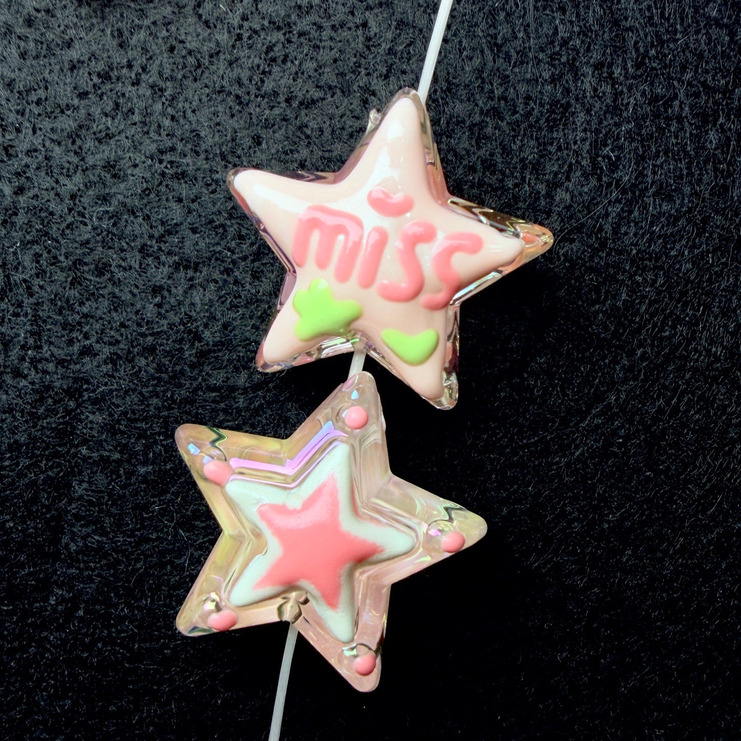 Miss Pink Star Beads 5pc