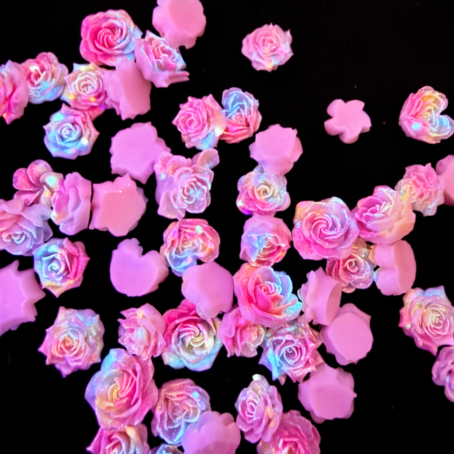 50pc mini dreamy pink flower soft charm mix 5mm-10mm