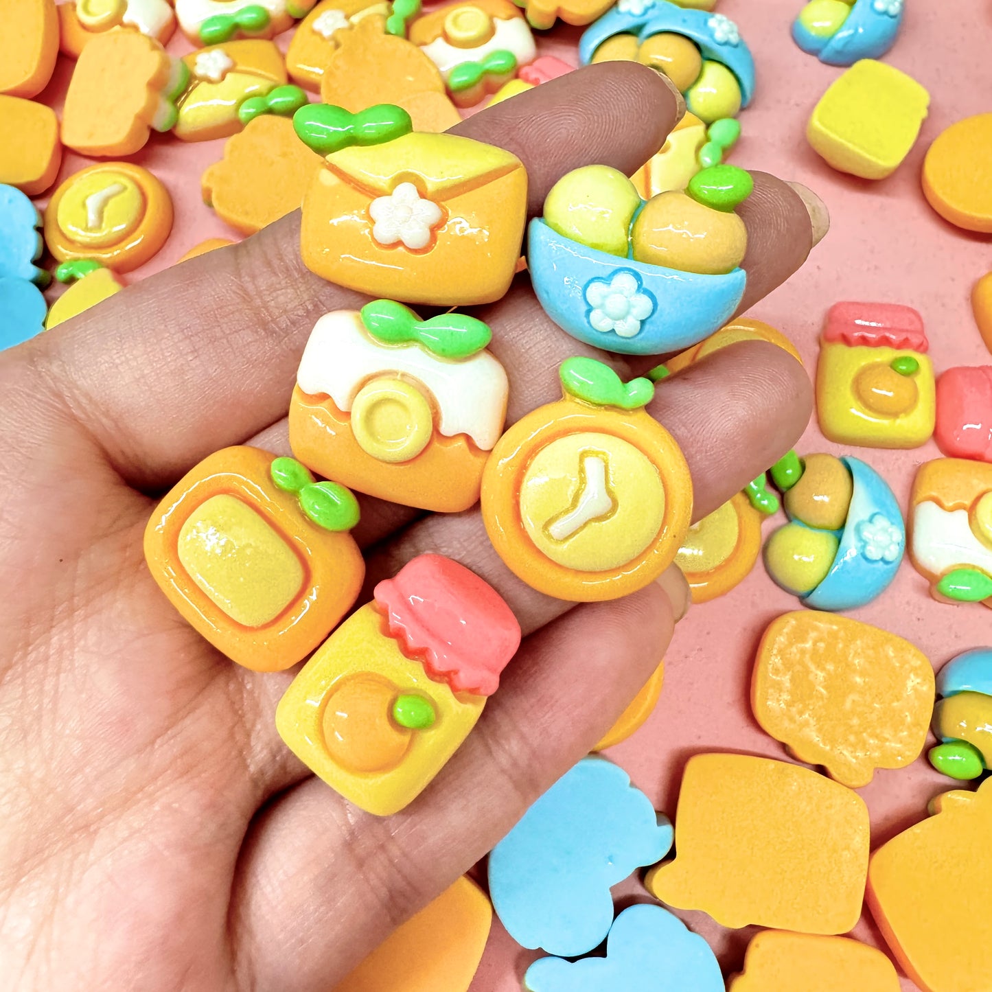 Orange foodie charms 6pc