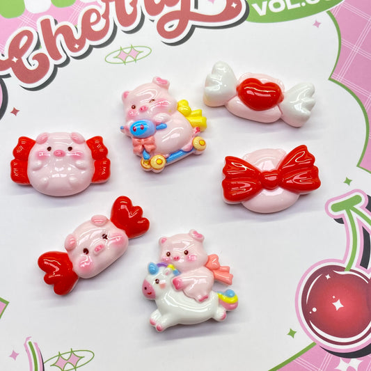 Red Piggy Charms 5pc