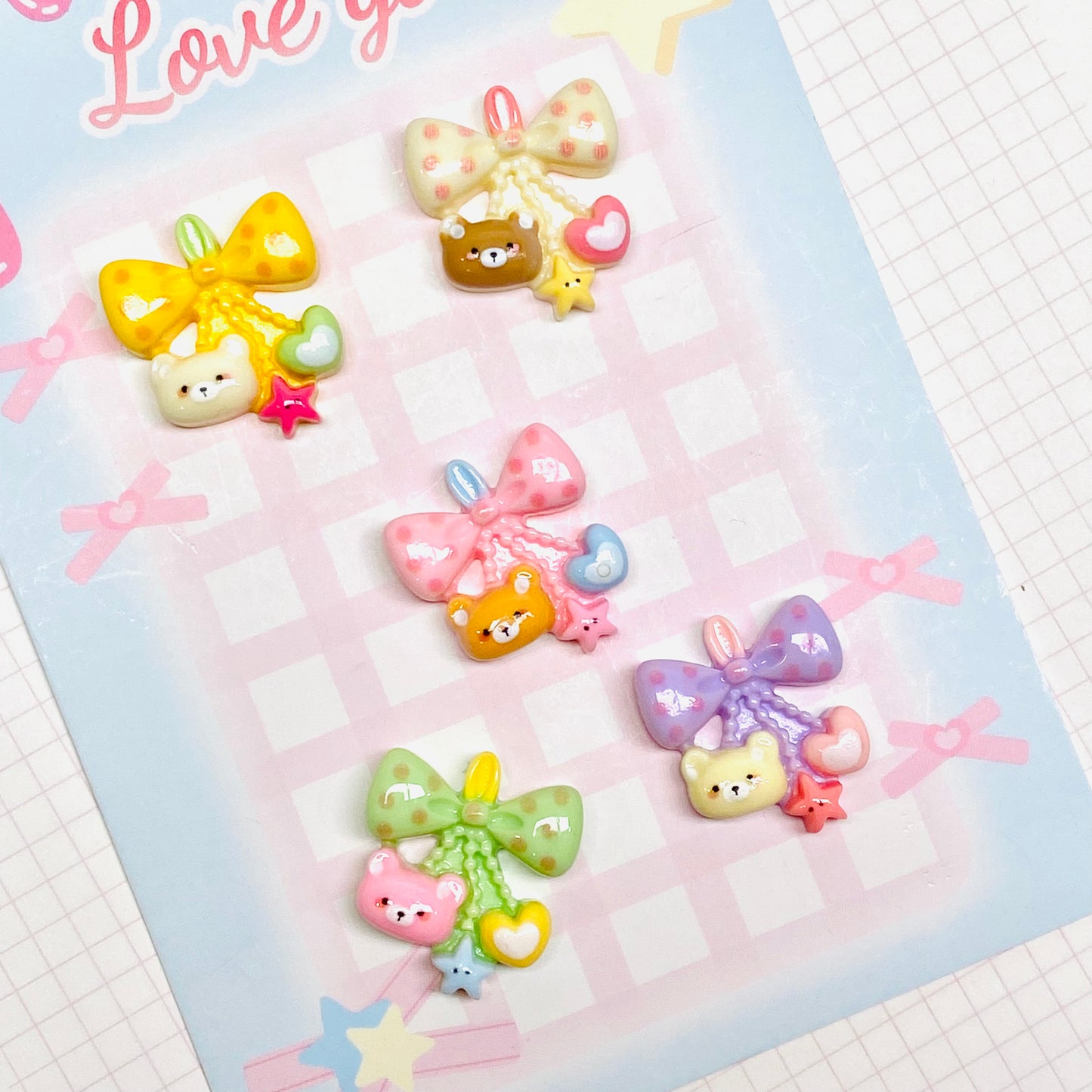 Bear Bow Charms 5pc