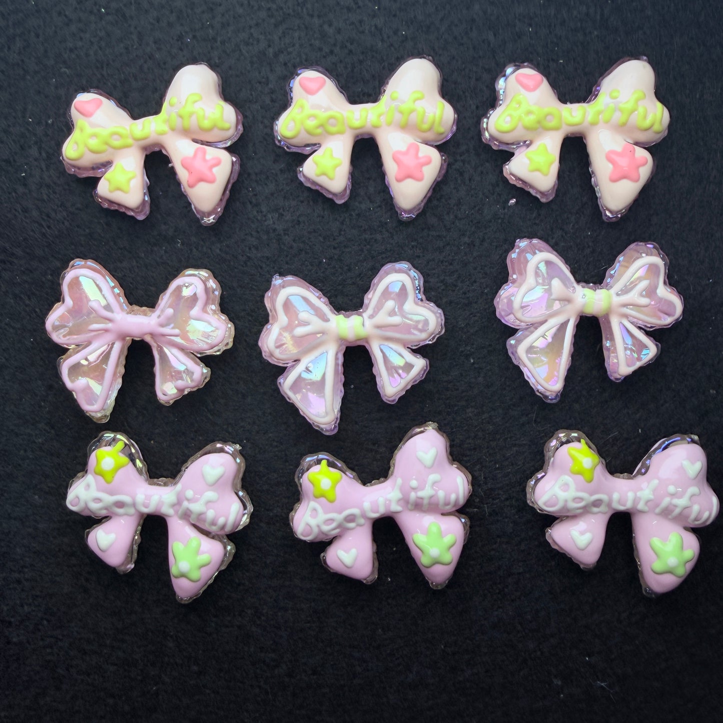 Handpainted Beautiful Bow Beads 5pc