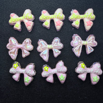 Handpainted Beautiful Bow Beads 5pc