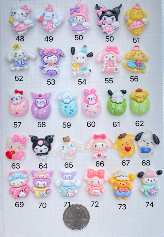 Kawaii Cartoon Characters Full Body Charms