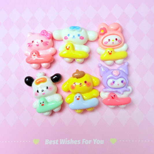 Cartoon Swimming Charms 6pc