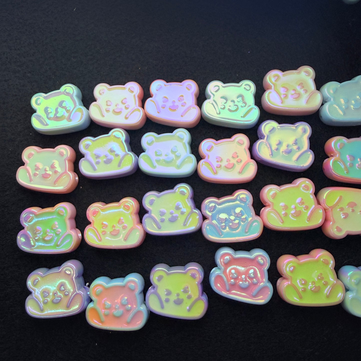 happy bear heads UV beads 10pc