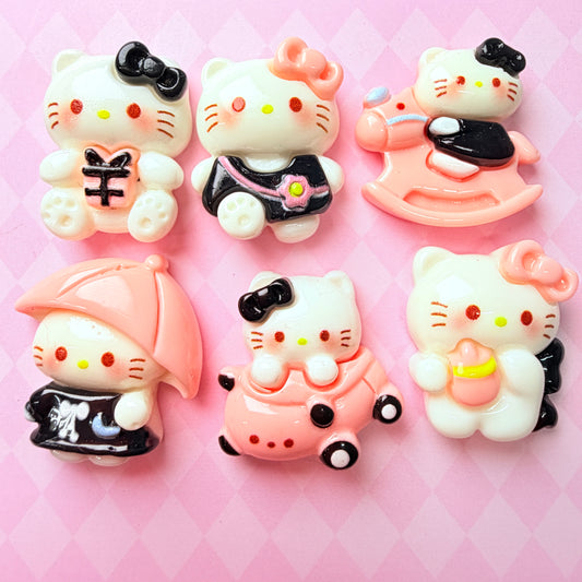 Goth Kitty charms 6pc