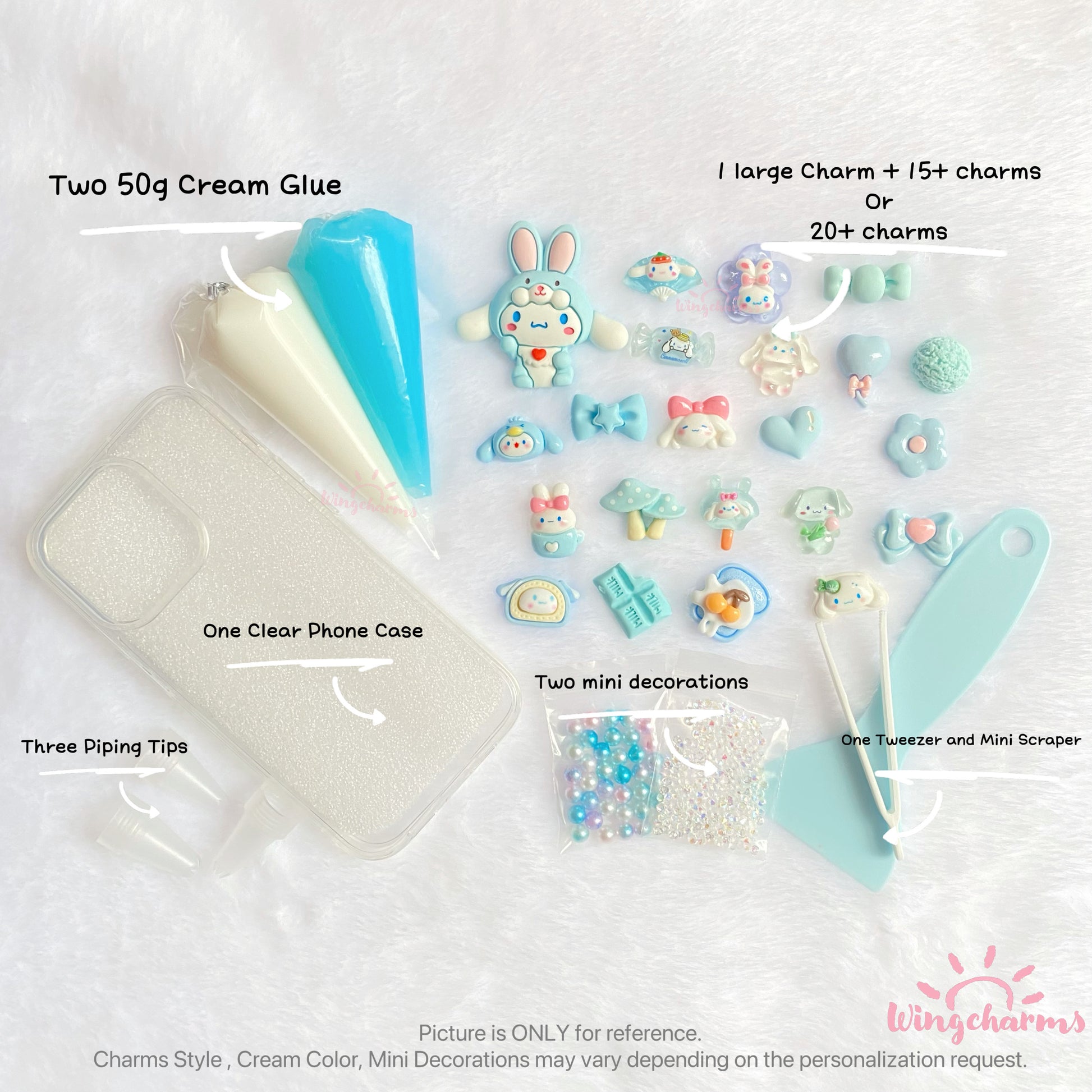 Decoden Cream Glue and Charms Phonecase Kit Wingcharms Decoden Cream Glue and Charms Phonecase Kit Wingcharms