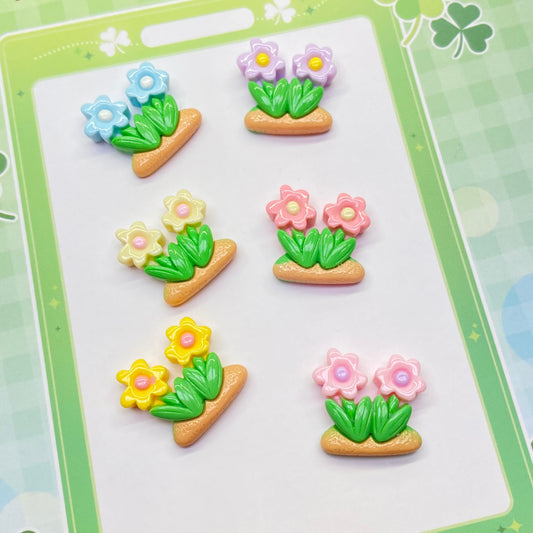 Flower Twin Charms 5pc