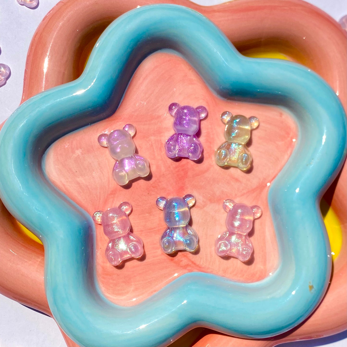 Iridescent Bear Charms 5pc