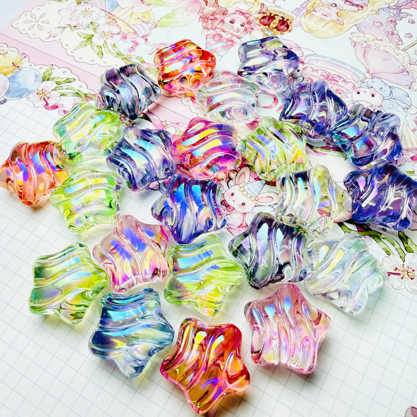 Wavy Star UV Acrylic Beads