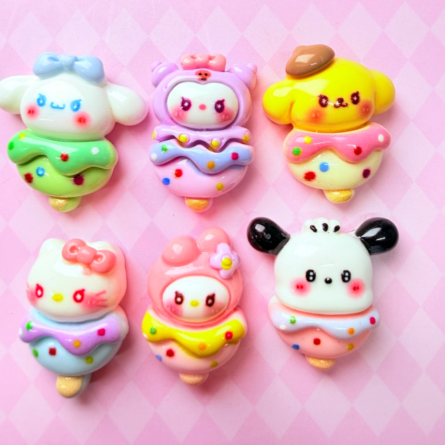 Cartoon Ice Cream Pop charms 6pc