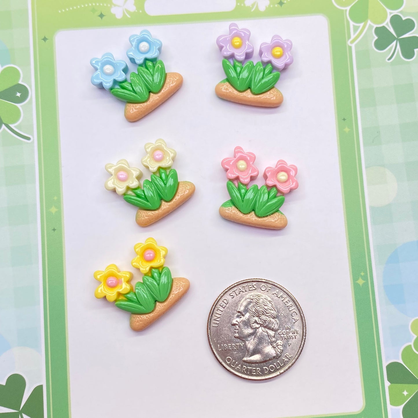 Flower Twin Charms 5pc