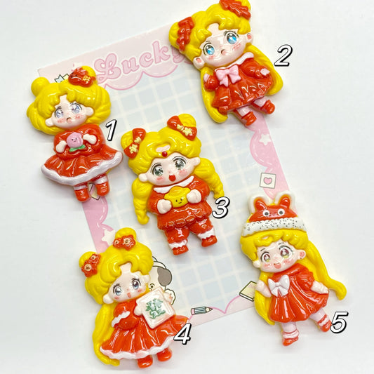 New Year Moon Girl large charms 1pc