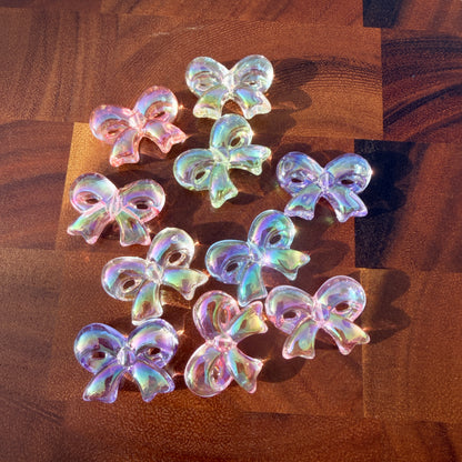 Clear UV Ribbon Bow Beads 5pc
