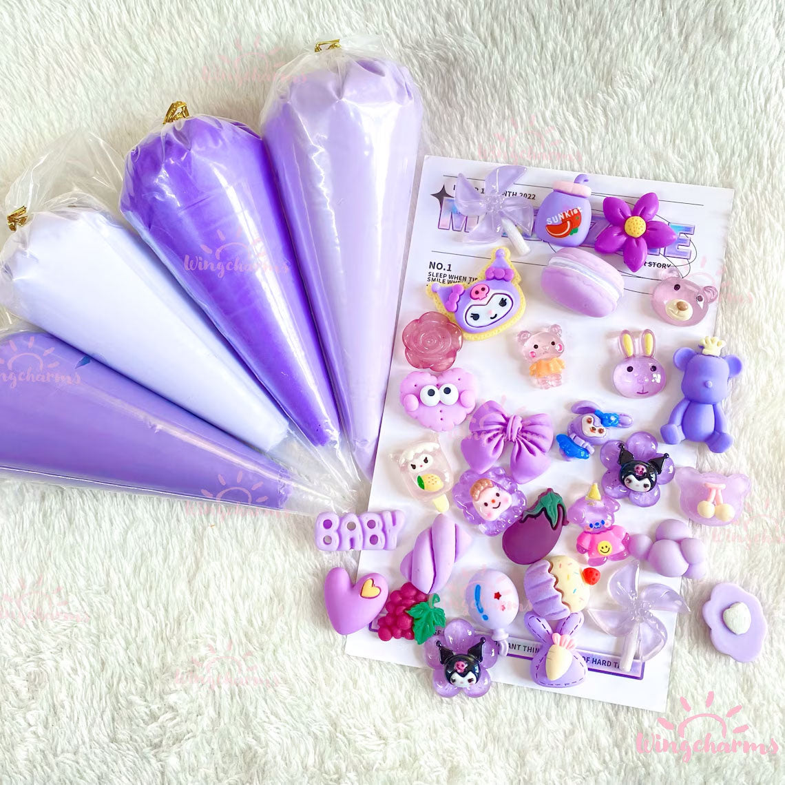 Decoden Cream Glue and Charms Kit ,Decoden Kits for Beginners, Decoden Cream Glue, Decoden Charms,Decoden Projects,DIY Kits