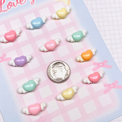 Mini Angel Heart Charms 5pc