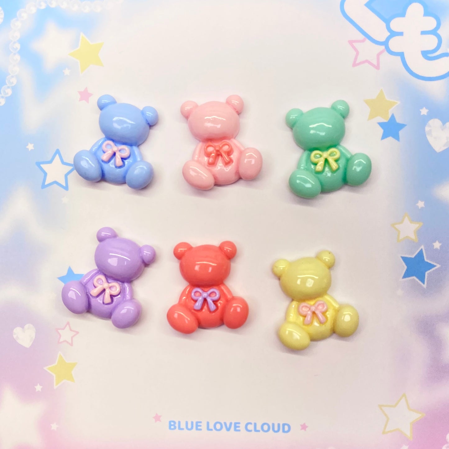 6pc Pastel Bear Charms