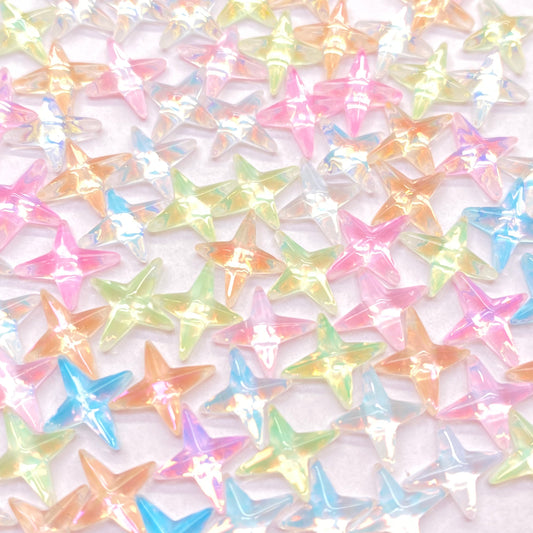 50pc iridescent star sparkle charms 8mm
