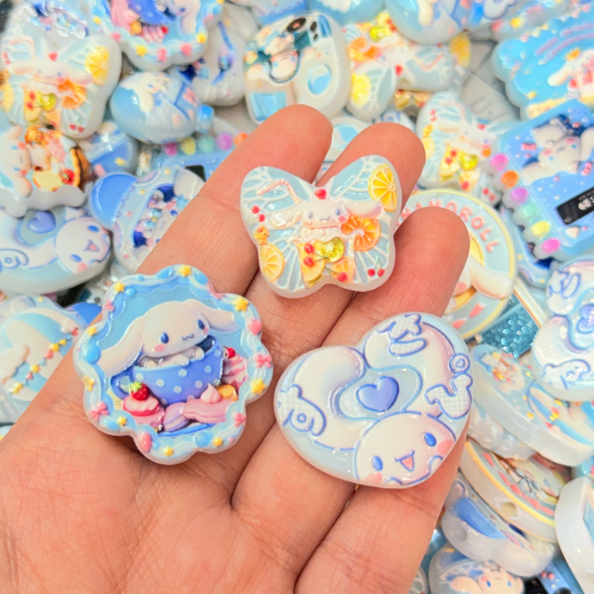 Blue birthday bunny Kawaii Beads mix 20pc