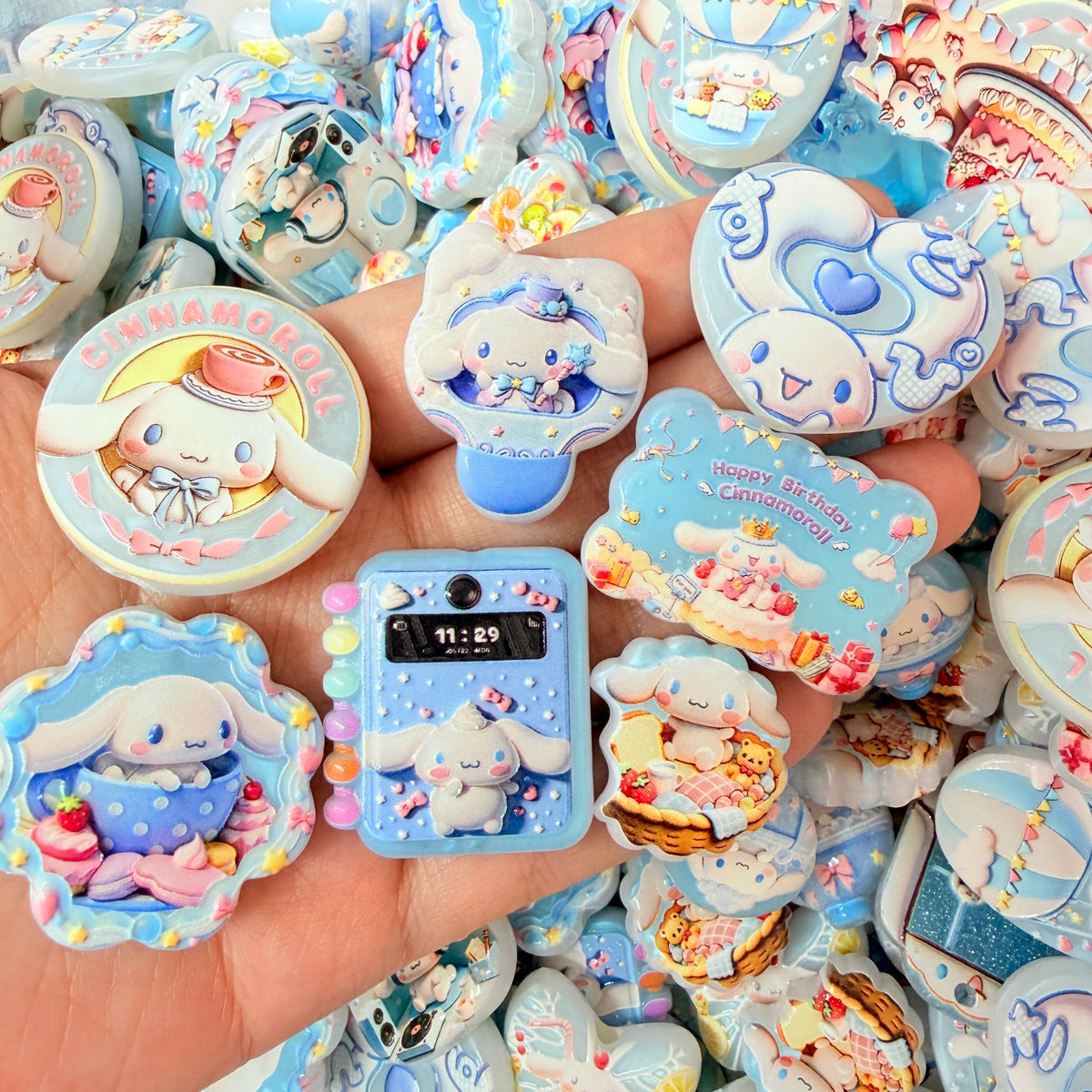 Blue birthday bunny Kawaii Beads mix 20pc