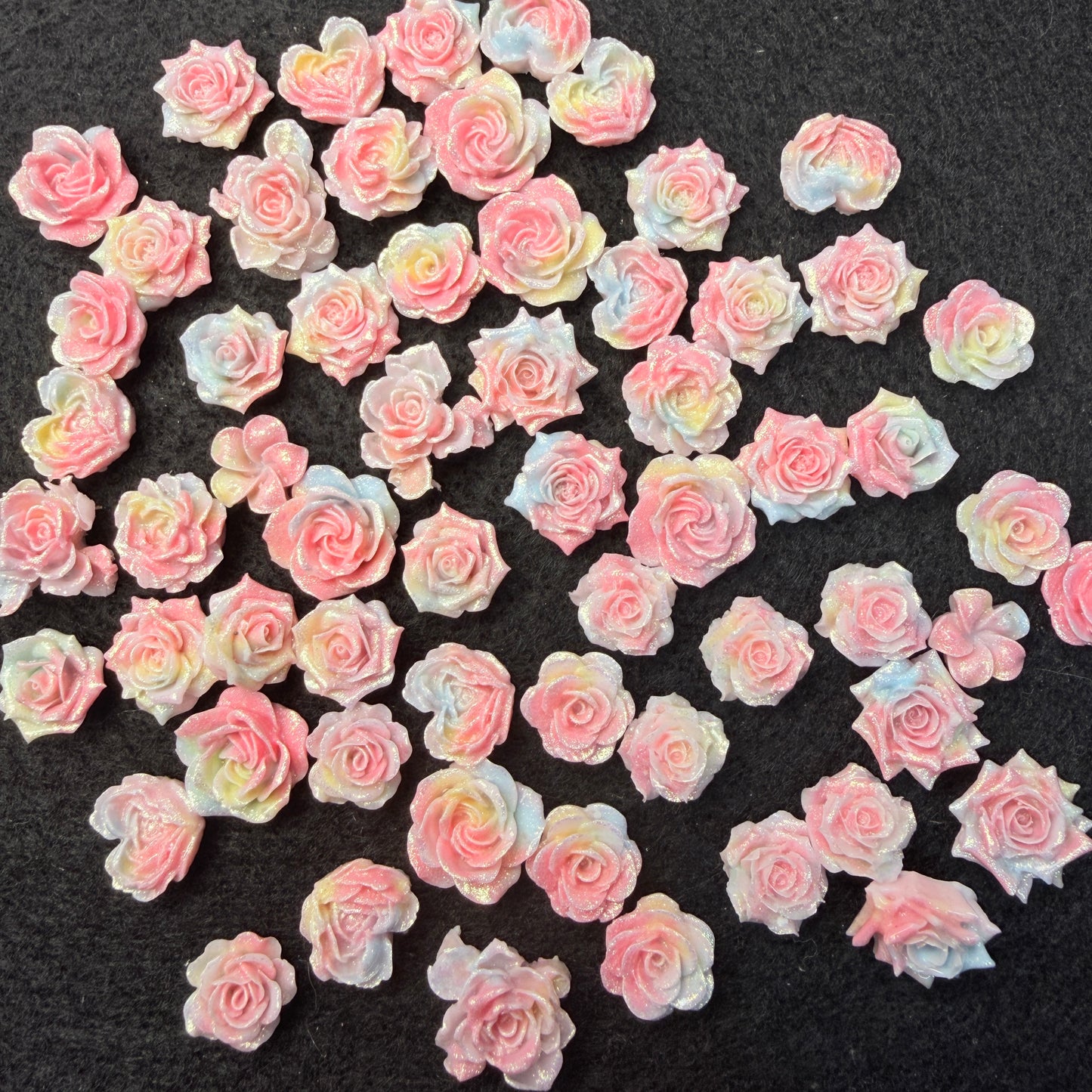 50pc mini dreamy pink flower soft charm mix 5mm-10mm