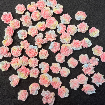 50pc mini dreamy pink flower soft charm mix 5mm-10mm