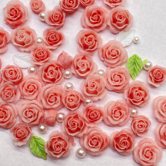 60pc Mini Rose Charms Mix 3-5mm