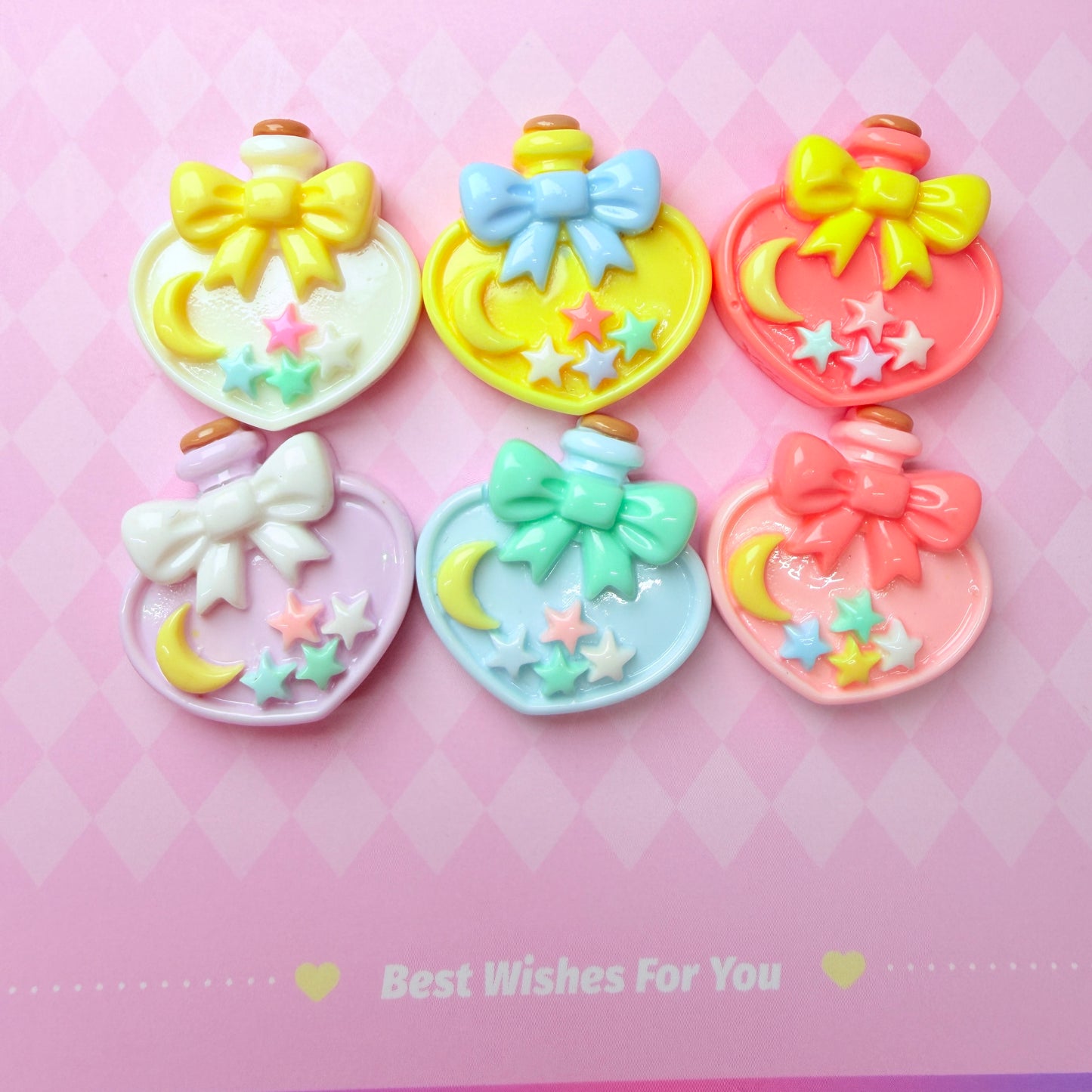 Heart Starry Wish Bottle Charms 6pc