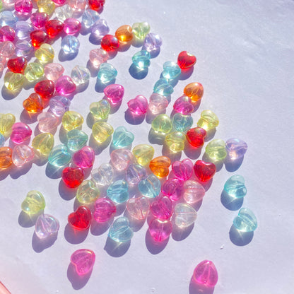 50pc Colorful Acrylic Heart Beads 11mm