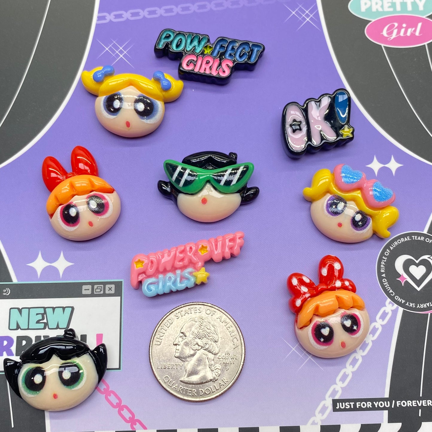 POW Girl Charms 5pc