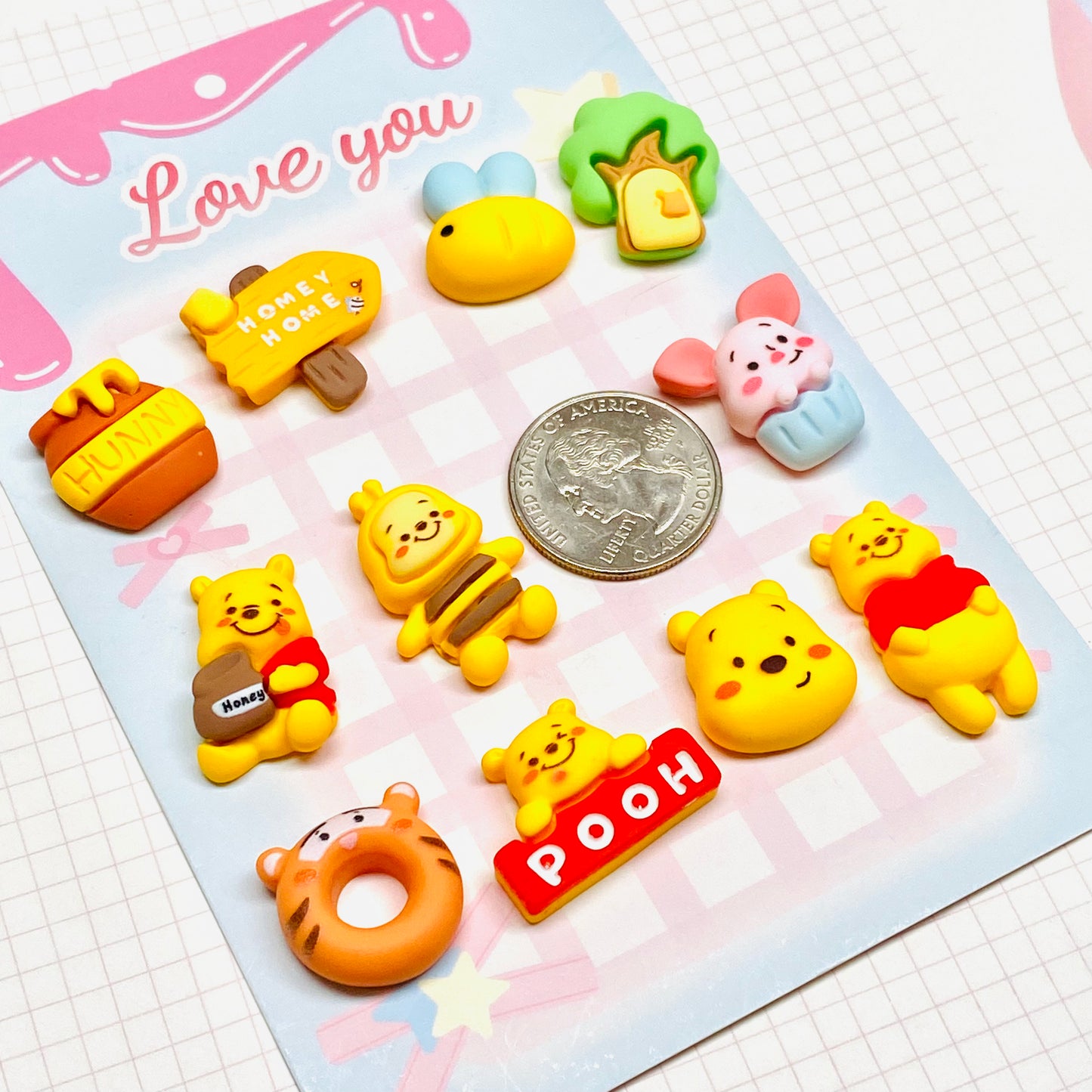 Yellow Bear forest Charms 5pc