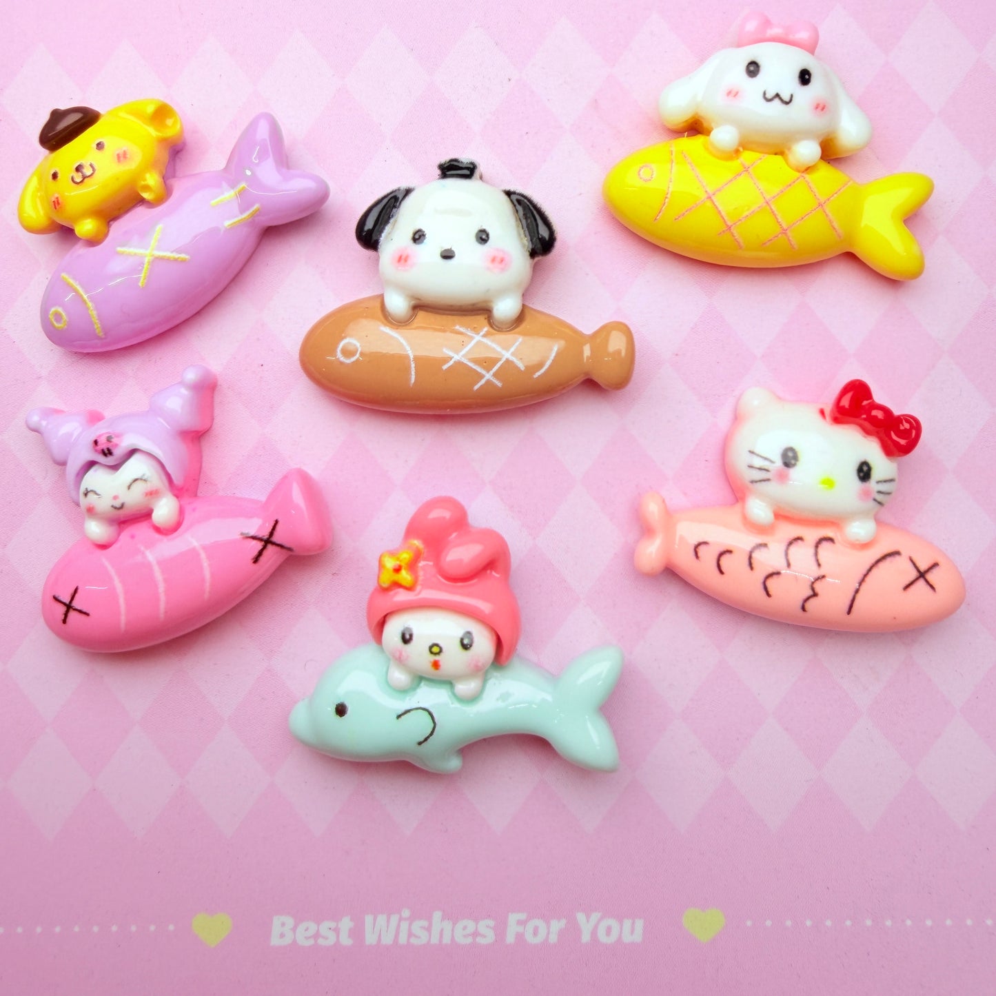 Cartoon Fish Charms 6pc