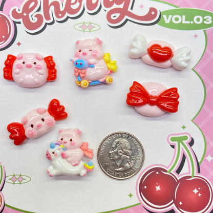 Red Piggy Charms 5pc