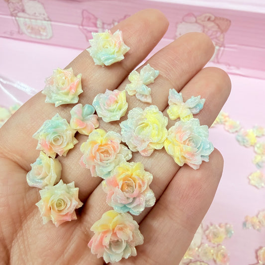 50pc mini dreamy flower soft charm mix 5mm-10mm