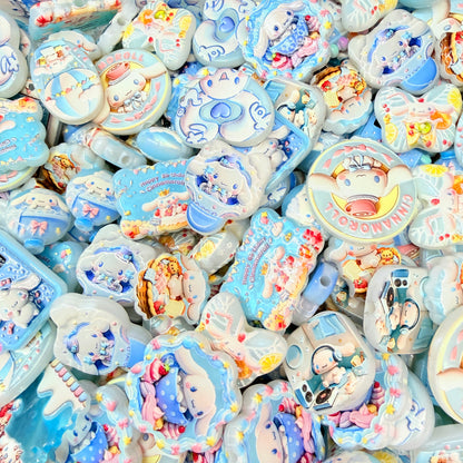 Blue birthday bunny Kawaii Beads mix 20pc