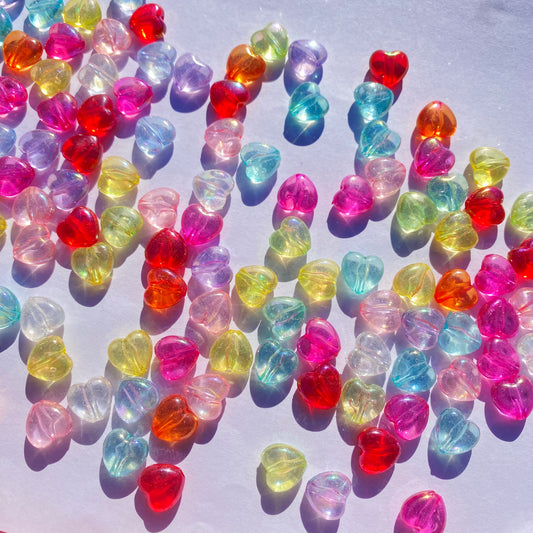50pc Colorful Acrylic Heart Beads 11mm
