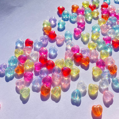 50pc Colorful Acrylic Heart Beads 11mm