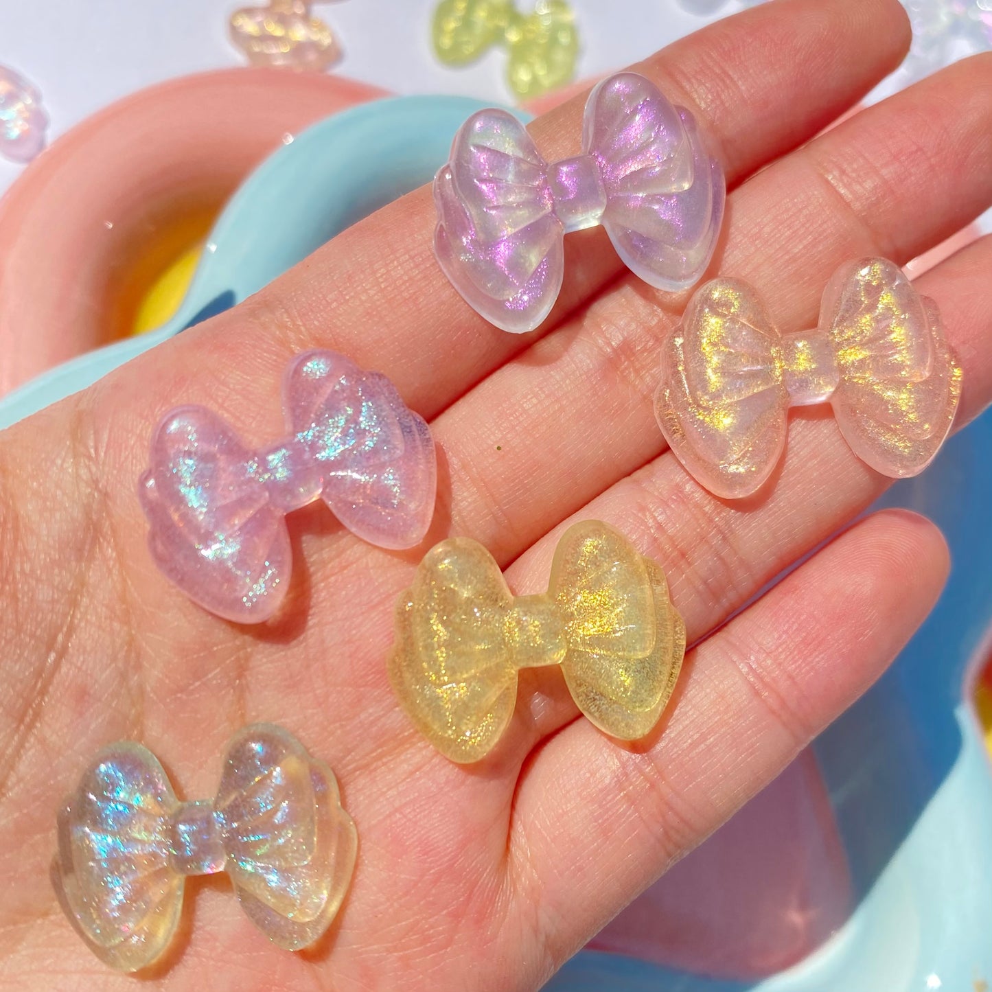 Iridescent Bow Charms 5pc