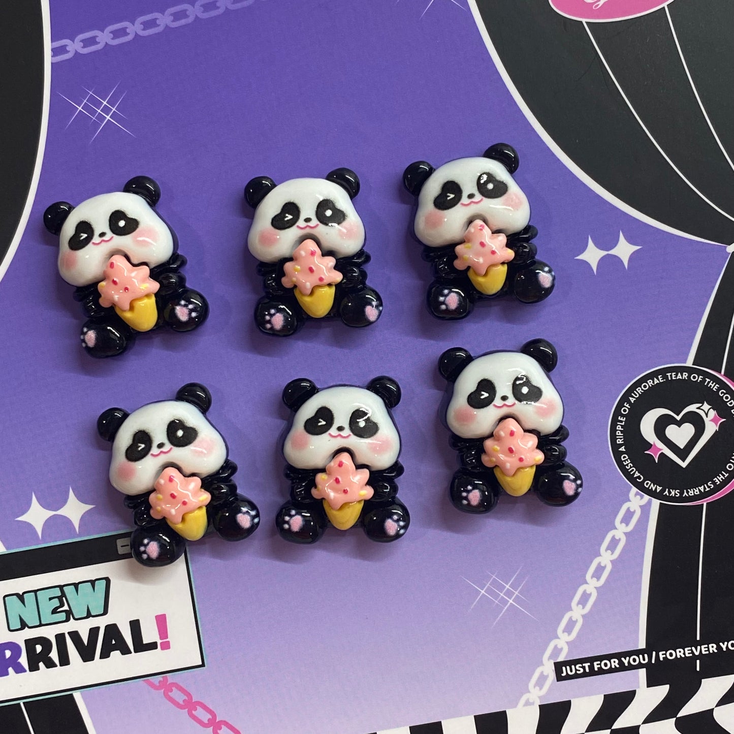 6pc panda icecream charms