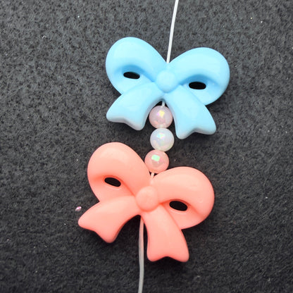 Pastel Ribbon Bow Beads 5pc