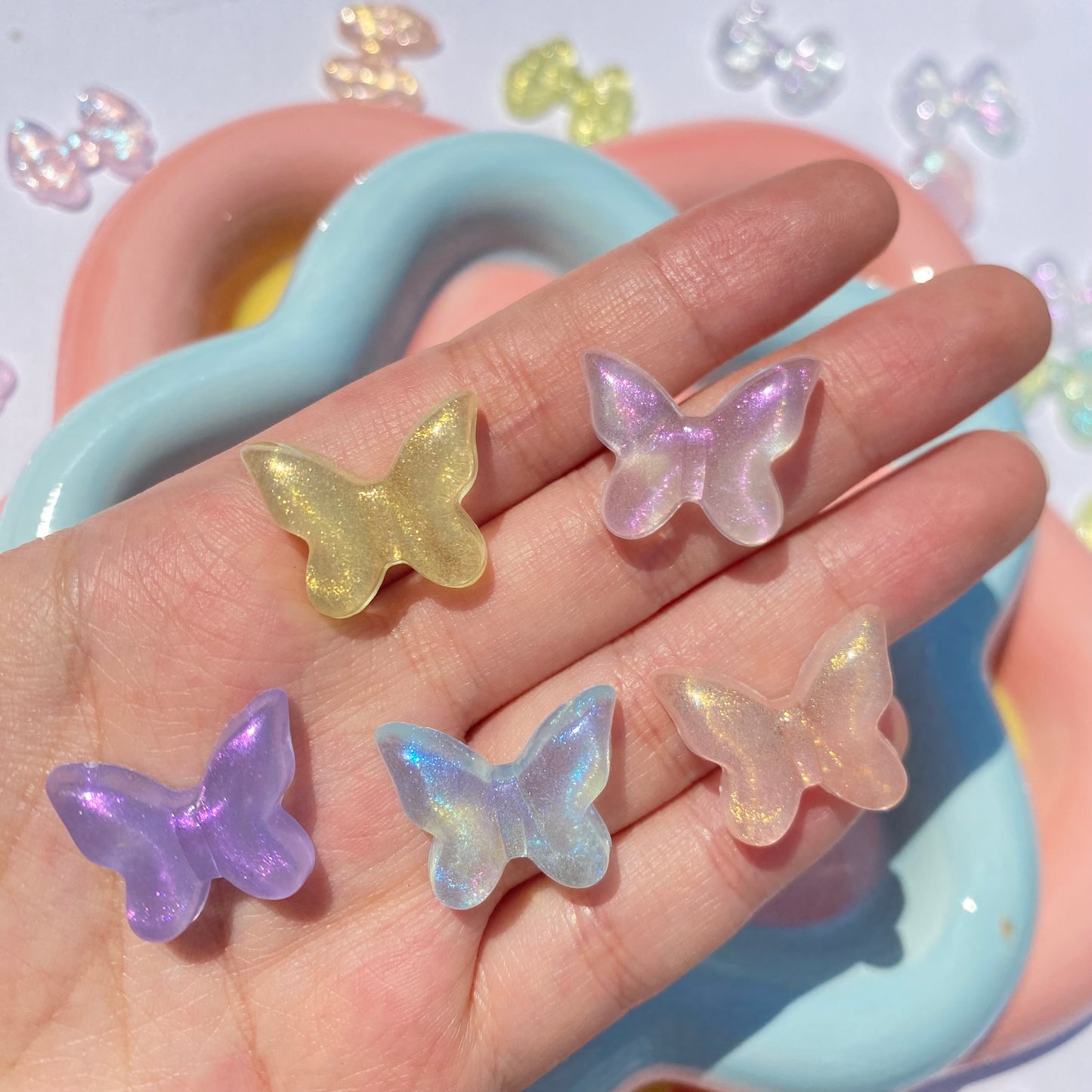 Iridescent Butterflies Charms 5pc