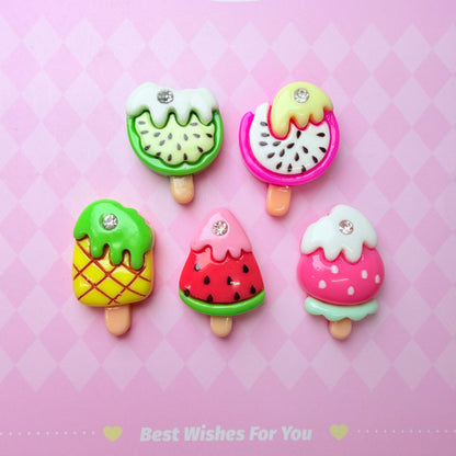 Gem Fruit Popsicle Charms 5pc