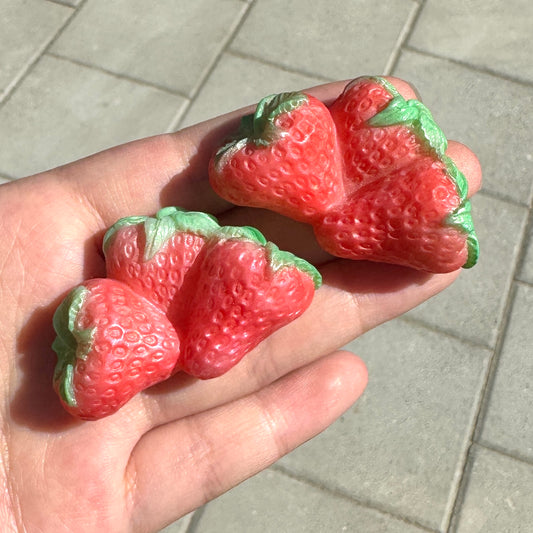 2pc Large Strawberry Flat Back Resin charms