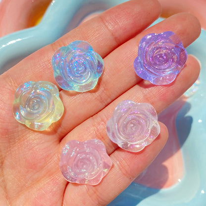 Iridescent Rose Charms 5pc