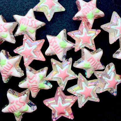 Miss Pink Star Beads 5pc