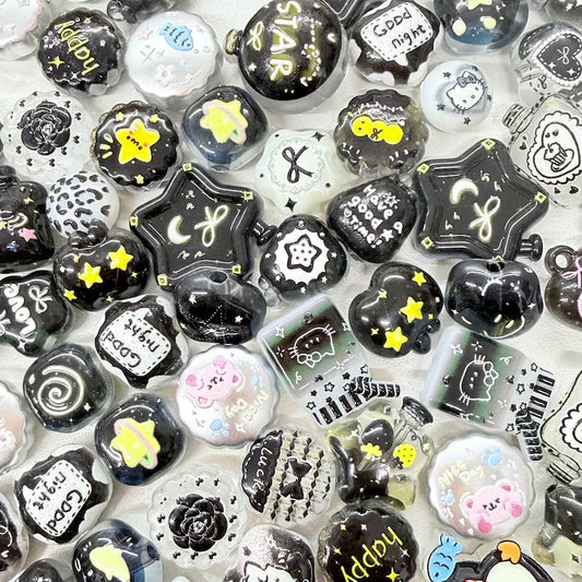 Black n White Acrylic Beads Mix