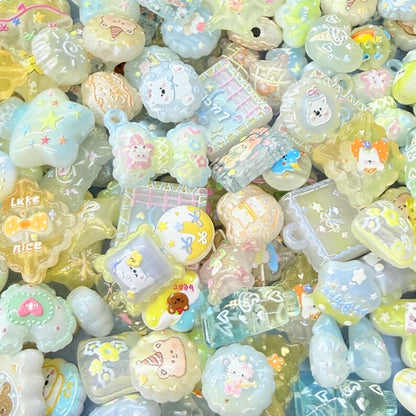 Lemonade Blue and yellow Kawaii Acrylic Beads Mix