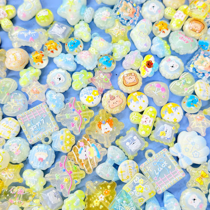 Lemonade Blue and yellow Kawaii Acrylic Beads Mix